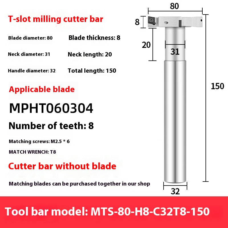 2065-T-slot milling cutter rod CNC slotting HTS three-edged machining center numerical control T-slot milling cutter rod thickness 6 8 10 12 Shandong Denso Pricision Tools Co.,Ltd.